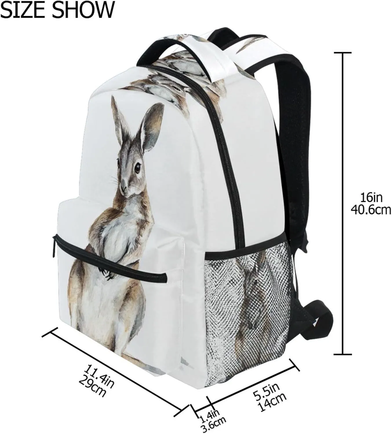 Sport Backpack for Unisex Adult Waterproof Carry On Backpacks with Chest Strap for College Work Aesthetic Macropodidae White