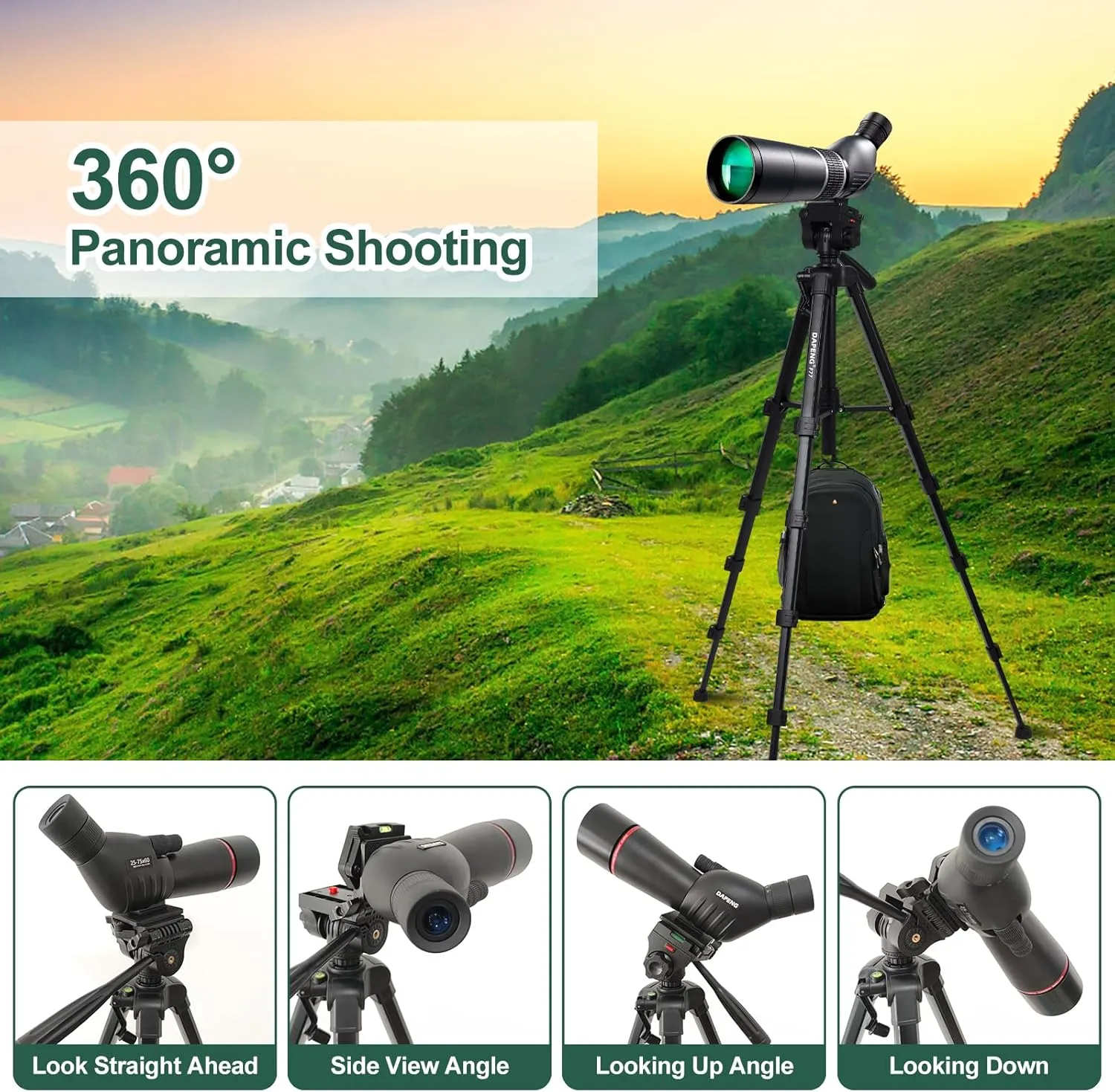 Spotting Scope Tripod,Shooting Hunting Rest V Yoke Stand with Travel Bag and Phone Holder,Compatible with Monocular/Astronomical Telescope/DSLR Camera/Cell Phone/Projector (70 inch)