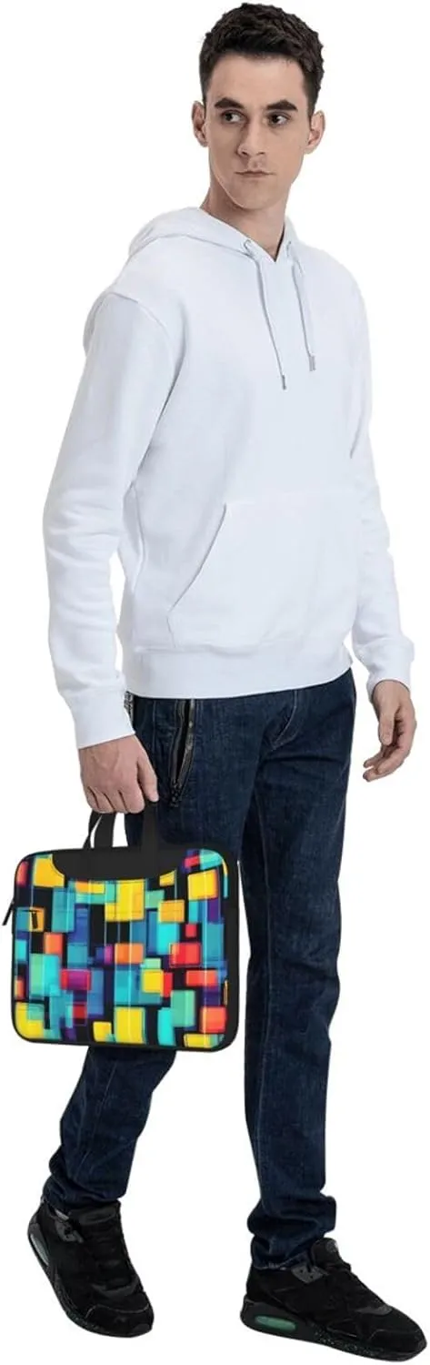 Square Geometry Diagram Laptop Shoulder Bag, Ultra Slim And Portable, With Padded Shoulder Strap And Handleã€‚