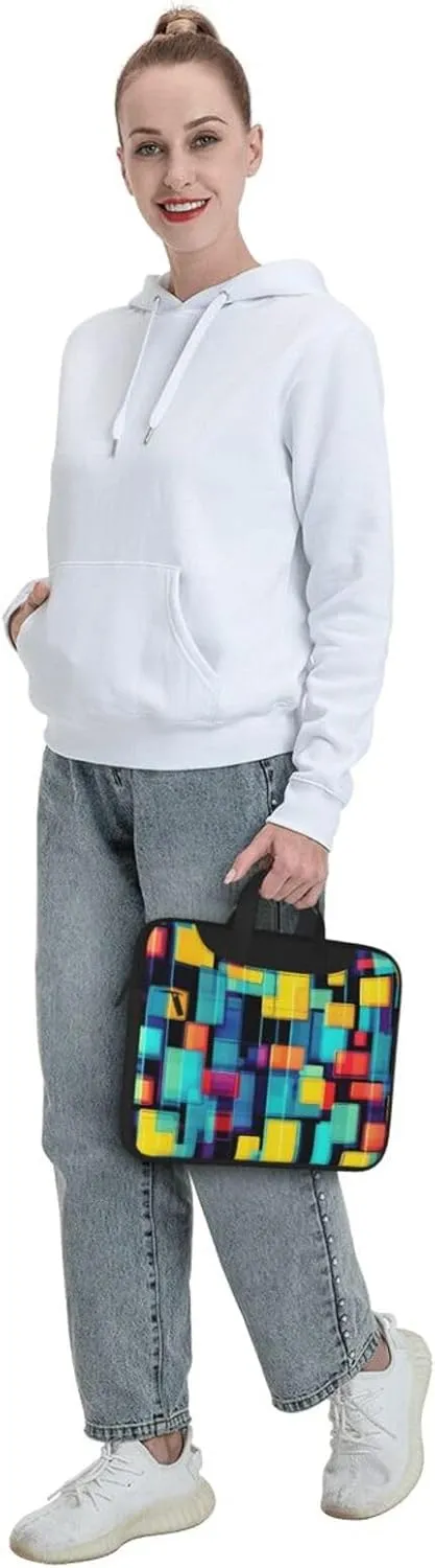 Square Geometry Diagram Laptop Shoulder Bag, Ultra Slim And Portable, With Padded Shoulder Strap And Handleã€‚