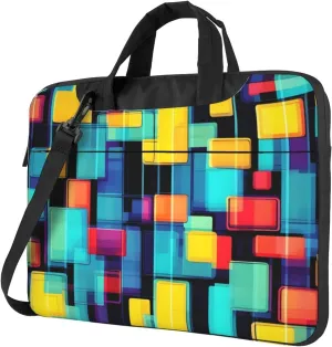 Square Geometry Diagram Laptop Shoulder Bag, Ultra Slim And Portable, With Padded Shoulder Strap And Handleã€‚