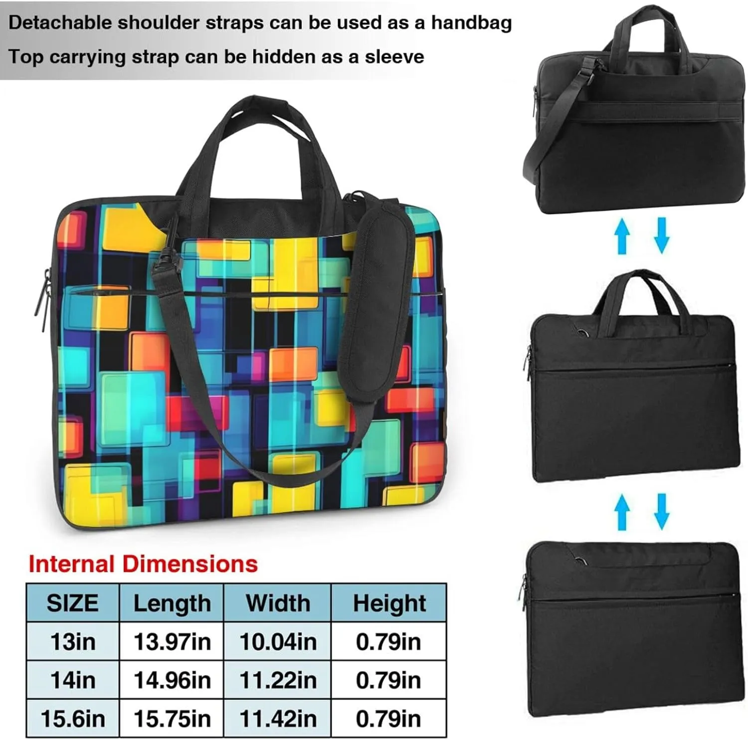 Square Geometry Diagram Laptop Shoulder Bag, Ultra Slim And Portable, With Padded Shoulder Strap And Handleã€‚