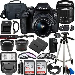 SSE Canon EOS 2000D (Rebel T7) DSLR Camera with EF-S 18-55mm f/3.5-5.6 Lens & Deluxe Accessory Bundle – Includes: 2X SanDisk Ultra 32GB SDHC Memory & So Much More
