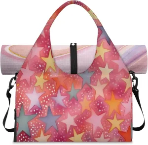 Star pattern Women's Yoga Gym Bag - Adjustable shoulder strap with shoe compartment, large gym bag with multiple pockets for yoga mat, gym equipment and travel accessories