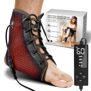 sticro Ankle Heating Pad with Lace-up Design for Sprained Ankle & Achilles Tendonitis Recovery, Auto-Off Heating Pad for Foot Pain Relief with 3 Heat & 5 Timer Settings for Men/Women(L/XL)