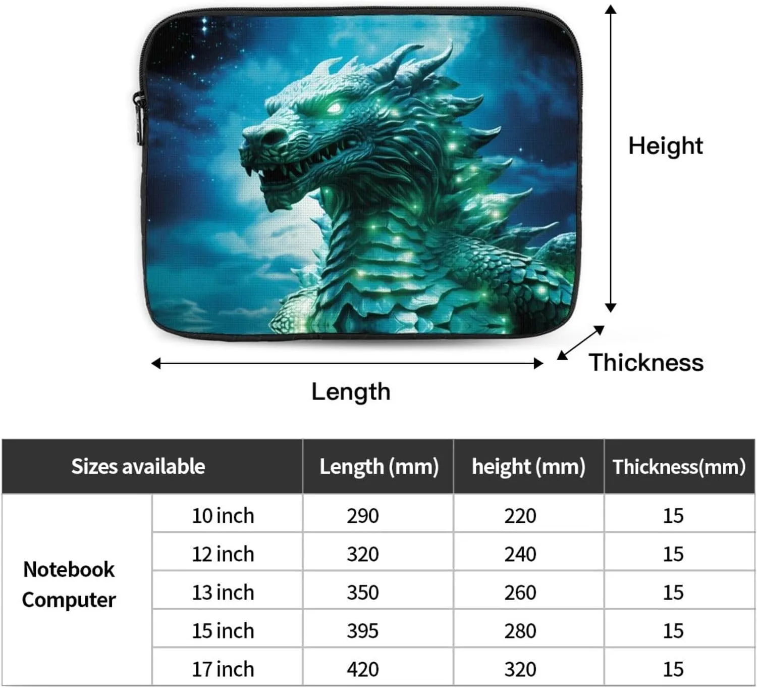 Strange Beast Head Pattern Shockproof Portable Laptop 13 inch Sleeve Bag for Men and Women - Ideal for Business Travel, School, and Daily Use