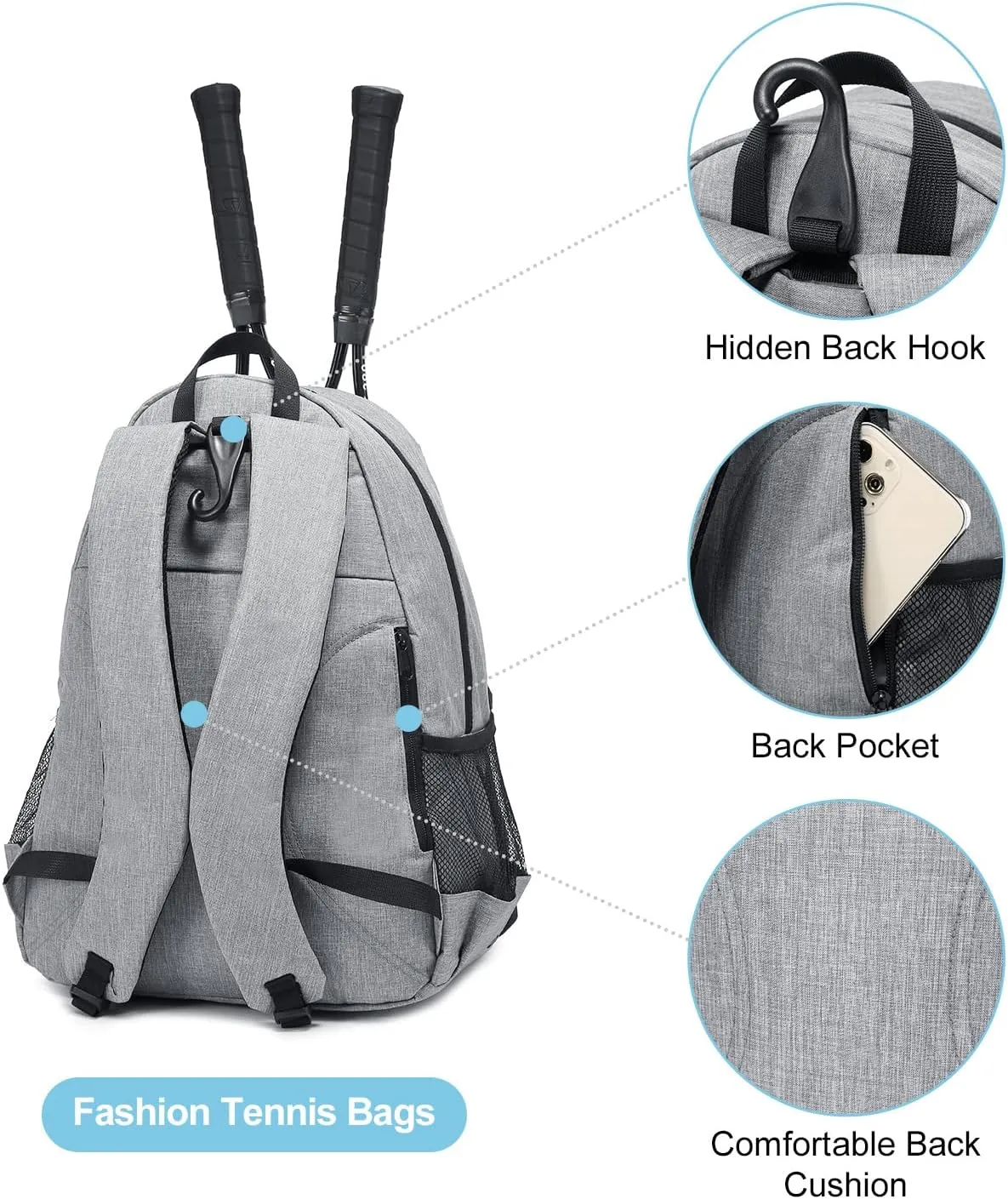 Sucipi Tennis Bag Professional Tennis Backpack for Men and Women Racket Bags Holds 2 Rackets with Ventilated Shoe Compartment