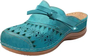 Summer Mules for Women Lightweight Breathable Mesh Walking Clogs Comfortable Non Slip Orthopedic Shoes with Arch Support Dressy Closed Toe Slip On Slippers Casual Open Back Shoes
