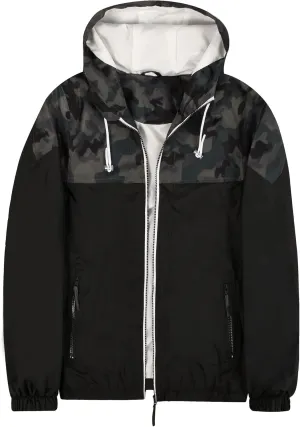 SUNDAY ROSE Men's Lightweight Hooded Jackets Vintage Patchcolor Windbreaker Packable Raincoat for Hiking