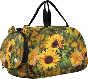 Sunflower Youth Sports & Travel Duffle Bag with Shoe Compartment,Waterproof Gym Bag for Girls and Boys (Overnight Essentials Organizer)
