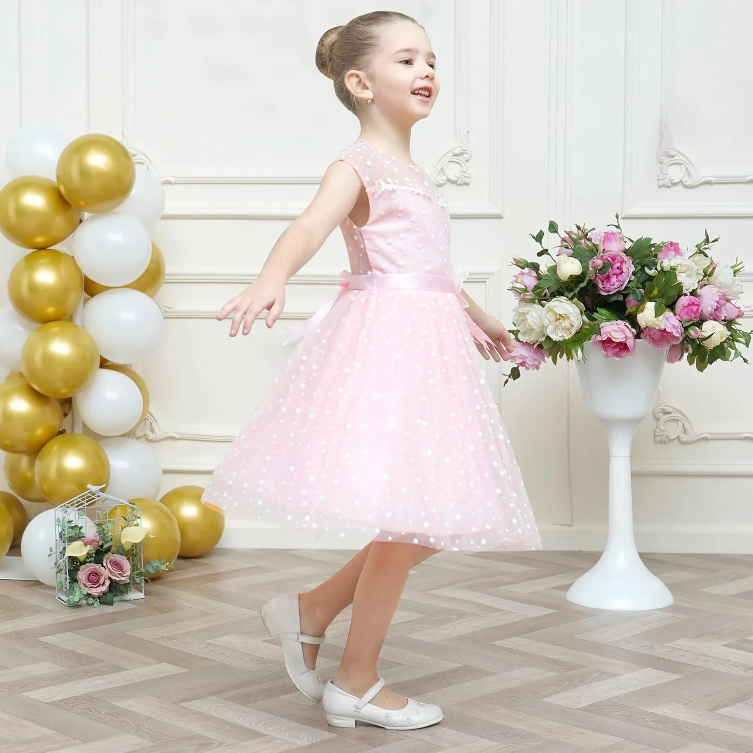 Sunny Fashion Flower Girls Dress White Wedding Pageant Bridesmaid Gown Size 3-10