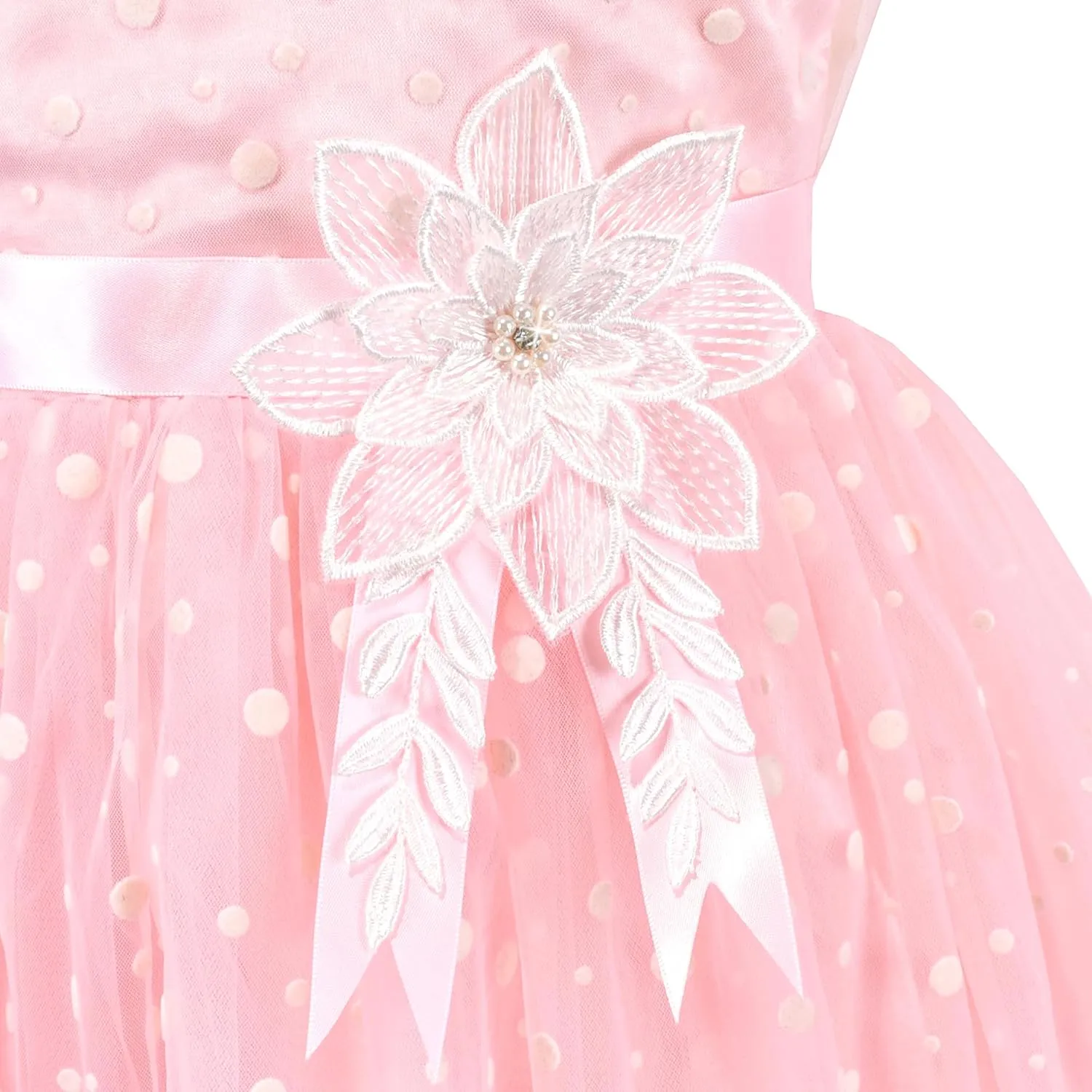 Sunny Fashion Flower Girls Dress White Wedding Pageant Bridesmaid Gown Size 3-10