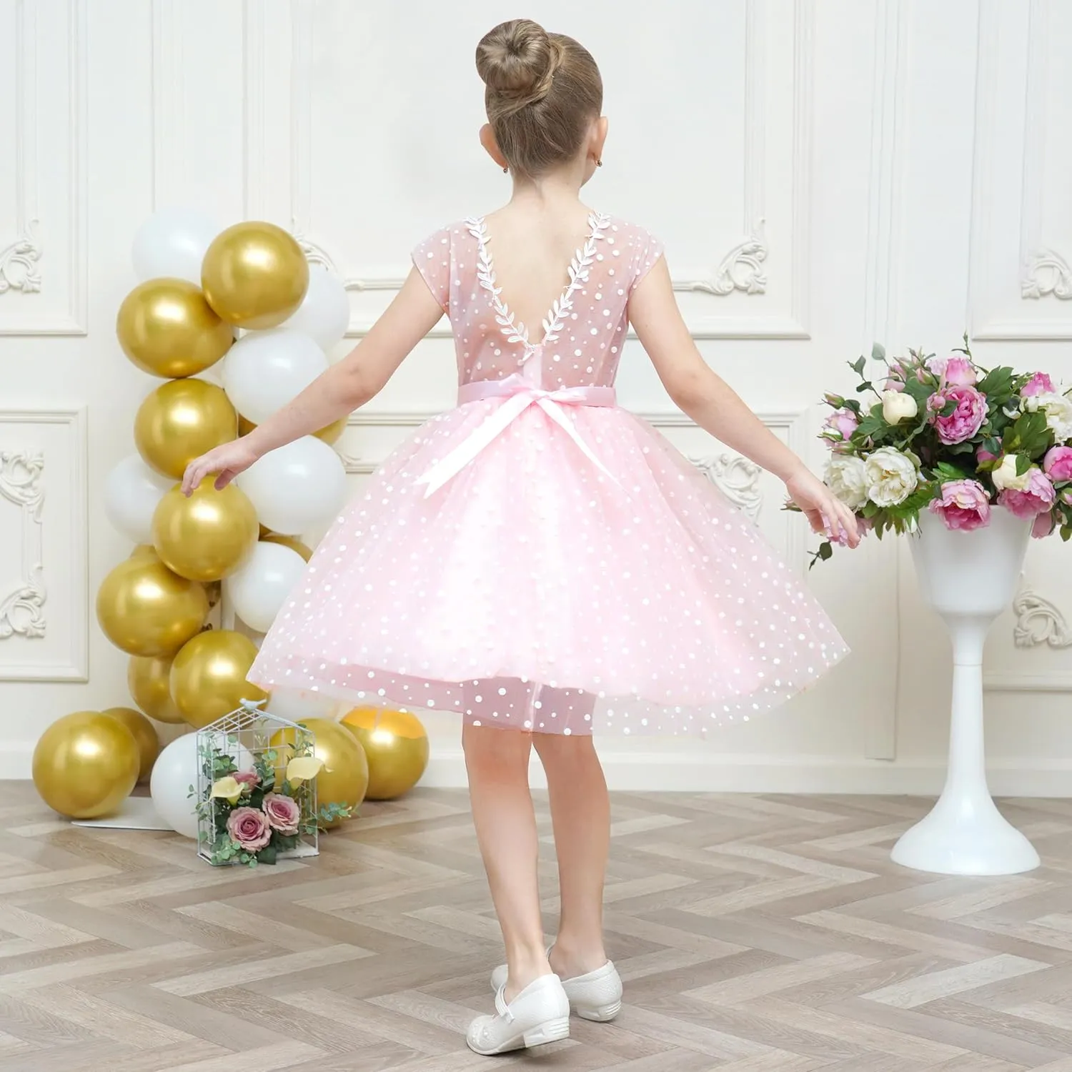 Sunny Fashion Flower Girls Dress White Wedding Pageant Bridesmaid Gown Size 3-10