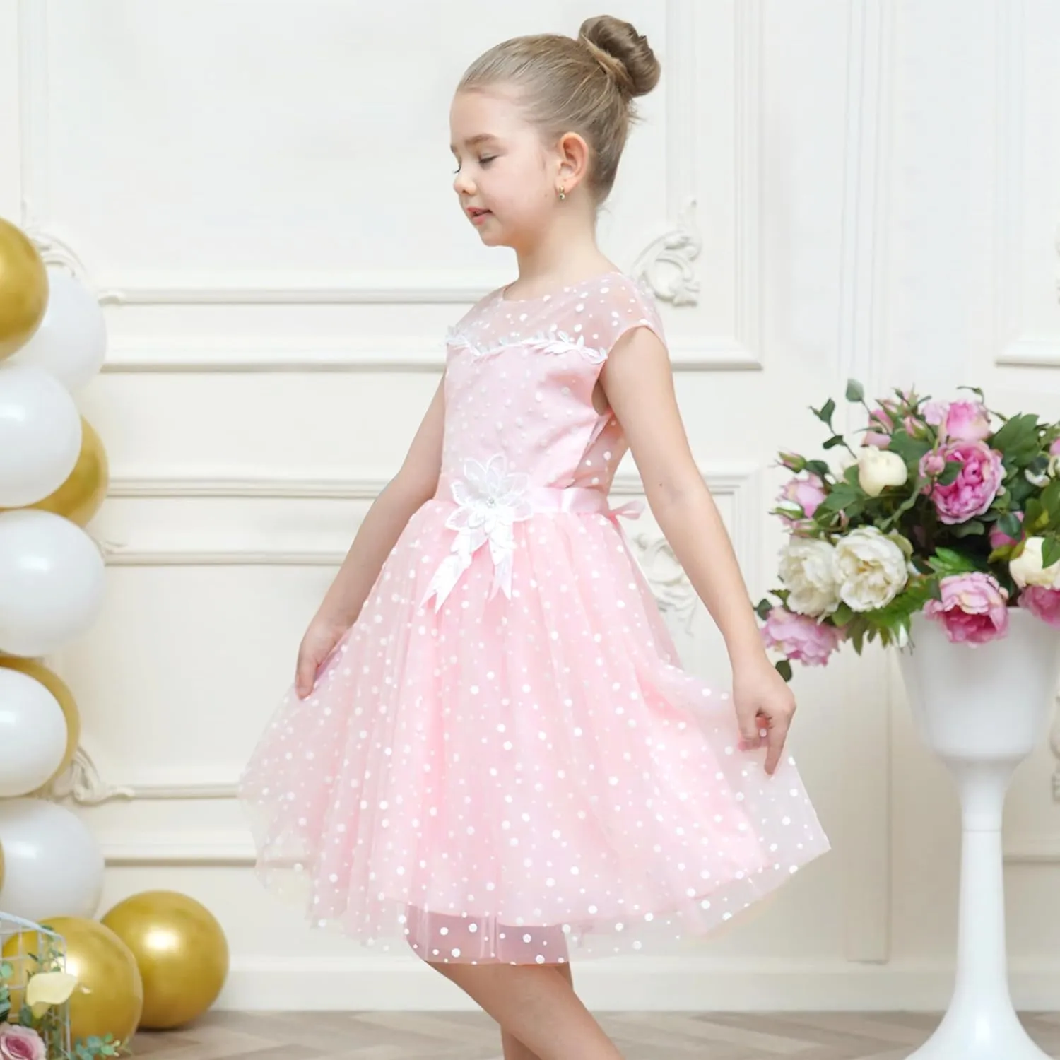 Sunny Fashion Flower Girls Dress White Wedding Pageant Bridesmaid Gown Size 3-10