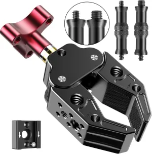 Super Clamp with 1/4&3/8 Standard Stud for Photo Video Studio, Photography Camera Crab Clamp for Cameras, Lighting,DSLR Camera Rig, LED Lights, Flash Light, LCD Field Monitor,Mic