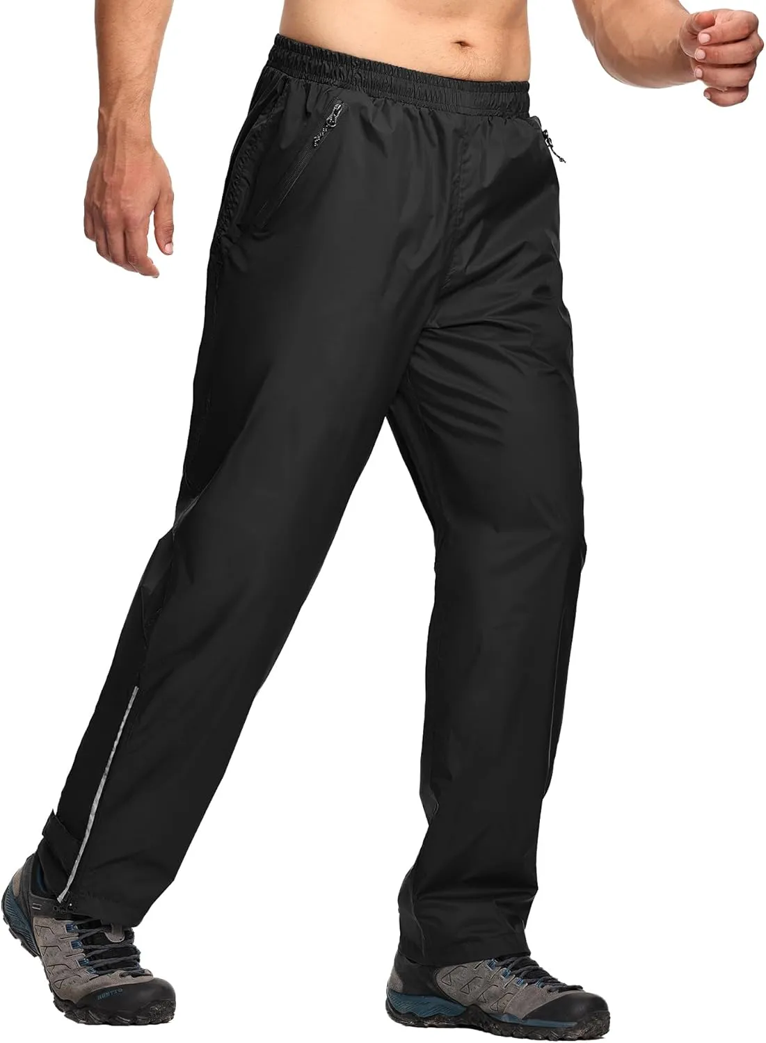 SWISSWELL Men's Golf Rain Pants Hiking Pants for Men Waterproof Breathable Mesh with Waterproof Zipper Pockets