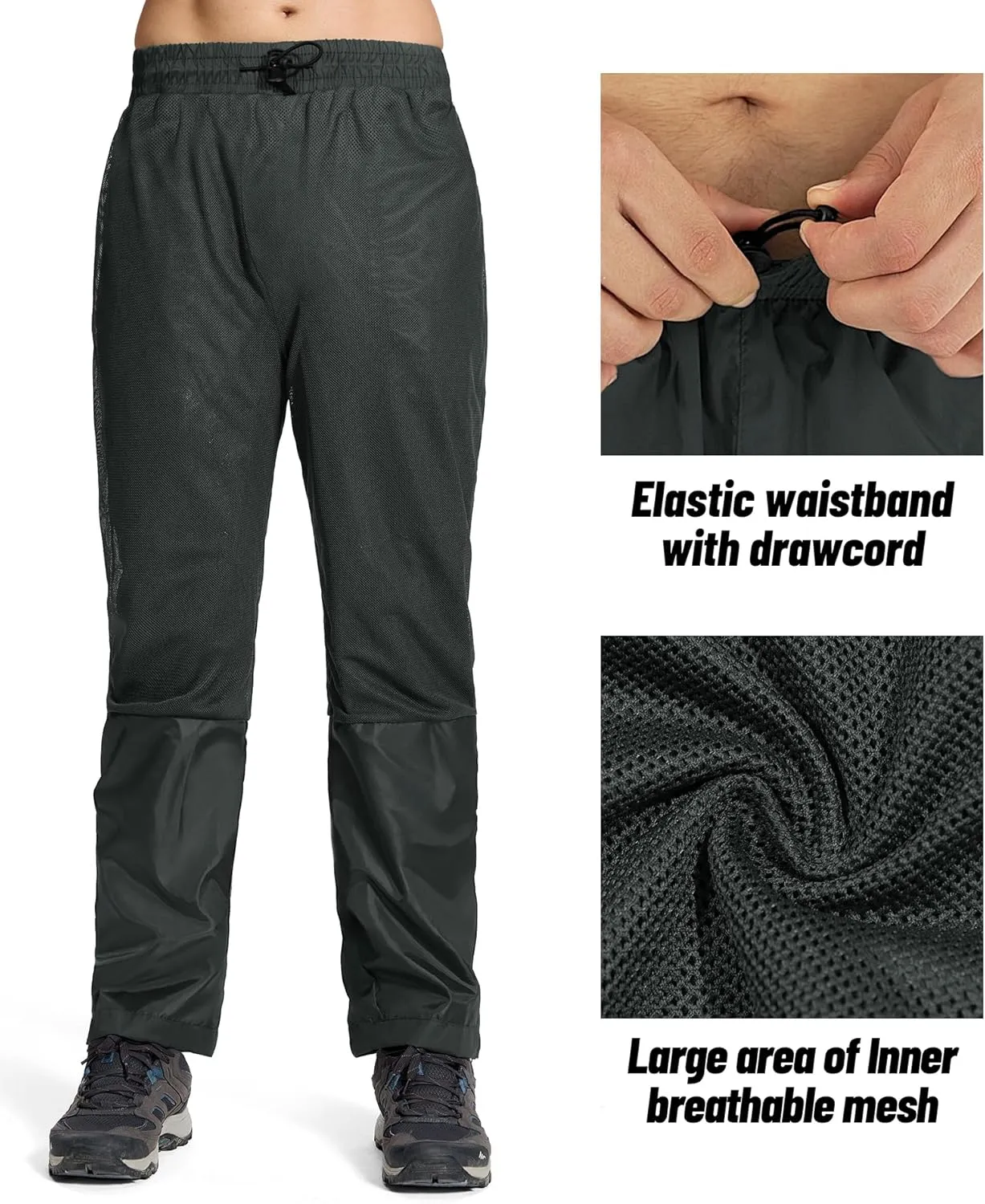 SWISSWELL Men's Golf Rain Pants Hiking Pants for Men Waterproof Breathable Mesh with Waterproof Zipper Pockets