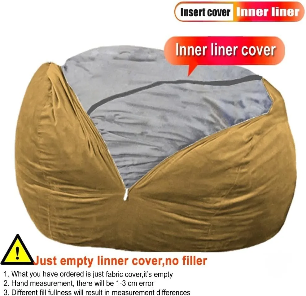 SXBCyan Round Waterproof Sofa Bed Inner Liner Cover Beanbag Pouf Insert Lining Case Cushion Pillowcase Wash Bag (Color : Waterproof Liner, Size : 90x50cm)