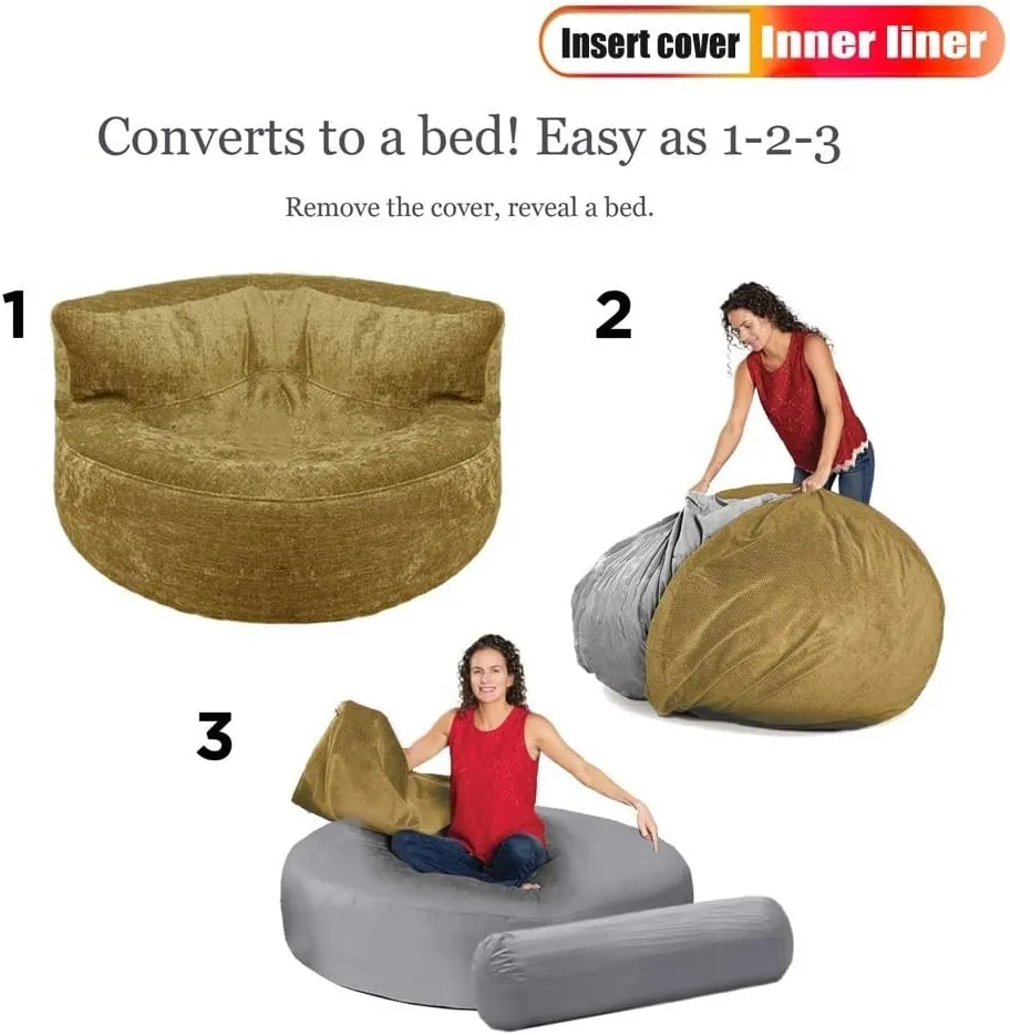 SXBCyan Round Waterproof Sofa Bed Inner Liner Cover Beanbag Pouf Insert Lining Case Cushion Pillowcase Wash Bag (Color : Waterproof Liner, Size : 90x50cm)
