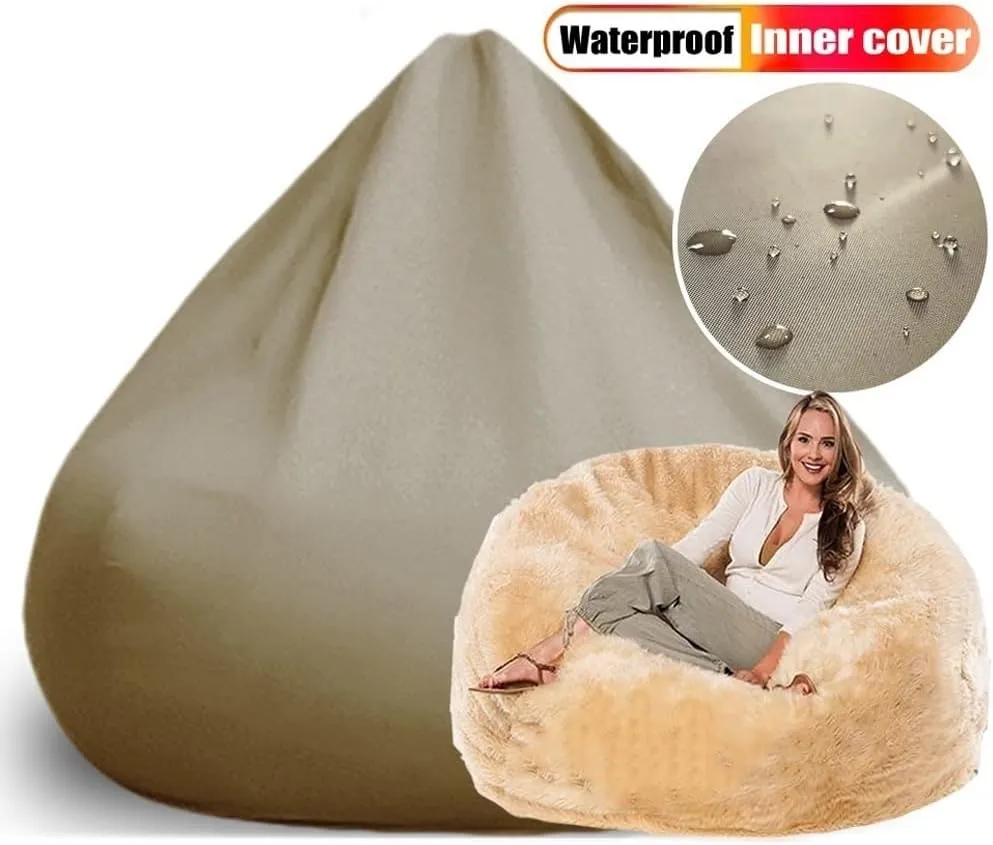SXBCyan Round Waterproof Sofa Bed Inner Liner Cover Beanbag Pouf Insert Lining Case Cushion Pillowcase Wash Bag (Color : Waterproof Liner, Size : 90x50cm)