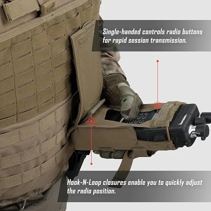 Tactical Radio Holster, Molle Radio Pouch Radio Holder of Single-Handed Operation for Duty Belt Vest Compatible with PRC 152/148 Mainstream Military Intercom Models