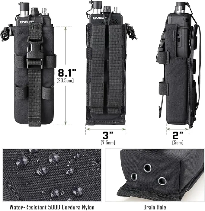 Tactical Radio Holster, Molle Radio Pouch Radio Holder of Single-Handed Operation for Duty Belt Vest Compatible with PRC 152/148 Mainstream Military Intercom Models