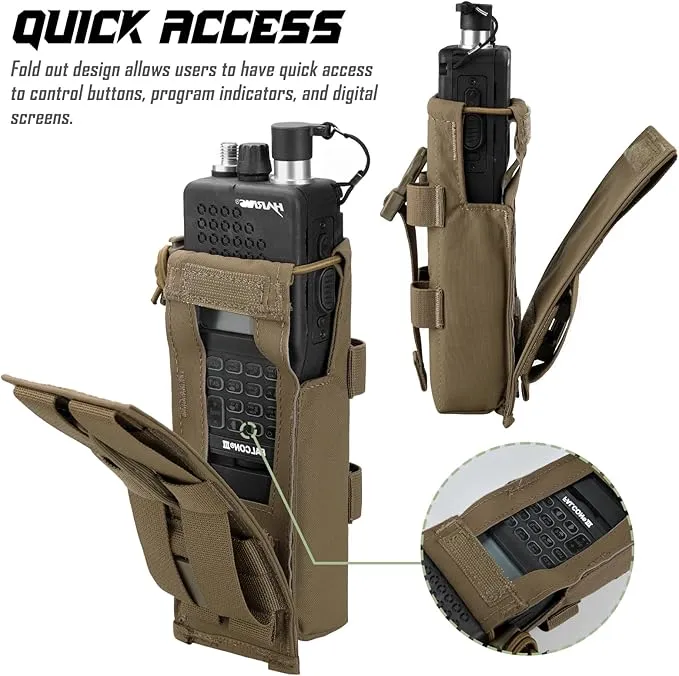 Tactical Radio Holster, Molle Radio Pouch Radio Holder of Single-Handed Operation for Duty Belt Vest Compatible with PRC 152/148 Mainstream Military Intercom Models