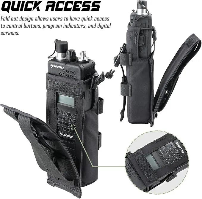 Tactical Radio Holster, Molle Radio Pouch Radio Holder of Single-Handed Operation for Duty Belt Vest Compatible with PRC 152/148 Mainstream Military Intercom Models