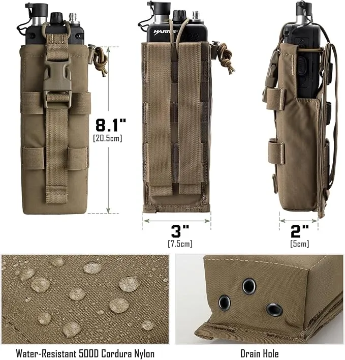 Tactical Radio Holster, Molle Radio Pouch Radio Holder of Single-Handed Operation for Duty Belt Vest Compatible with PRC 152/148 Mainstream Military Intercom Models
