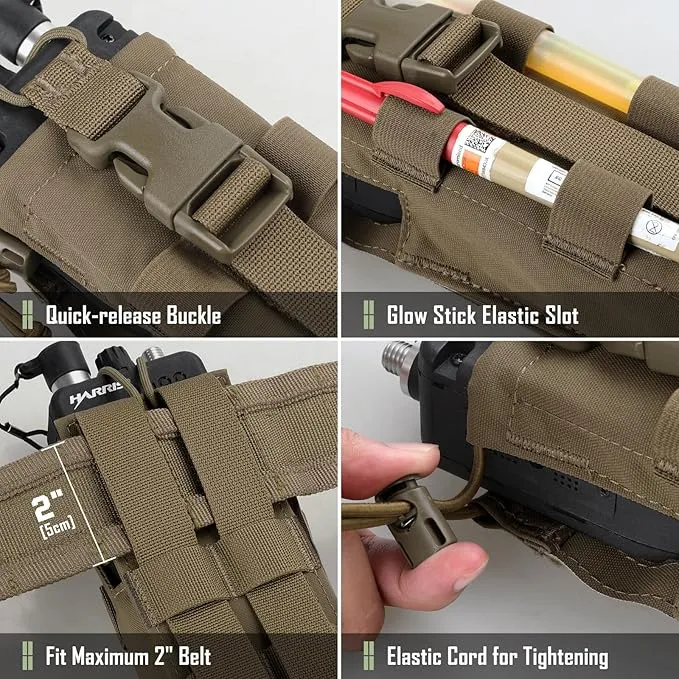 Tactical Radio Holster, Molle Radio Pouch Radio Holder of Single-Handed Operation for Duty Belt Vest Compatible with PRC 152/148 Mainstream Military Intercom Models