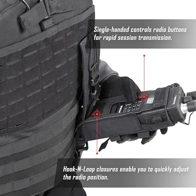 Tactical Radio Holster, Molle Radio Pouch Radio Holder of Single-Handed Operation for Duty Belt Vest Compatible with PRC 152/148 Mainstream Military Intercom Models