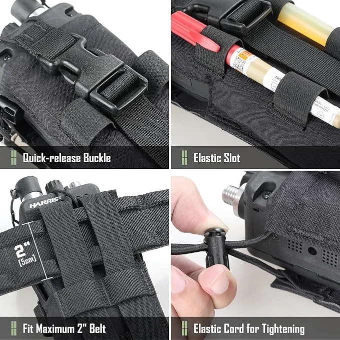 Tactical Radio Holster, Molle Radio Pouch Radio Holder of Single-Handed Operation for Duty Belt Vest Compatible with PRC 152/148 Mainstream Military Intercom Models