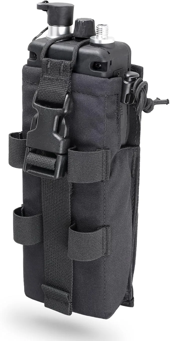 Tactical Radio Holster, Molle Radio Pouch Radio Holder of Single-Handed Operation for Duty Belt Vest Compatible with PRC 152/148 Mainstream Military Intercom Models