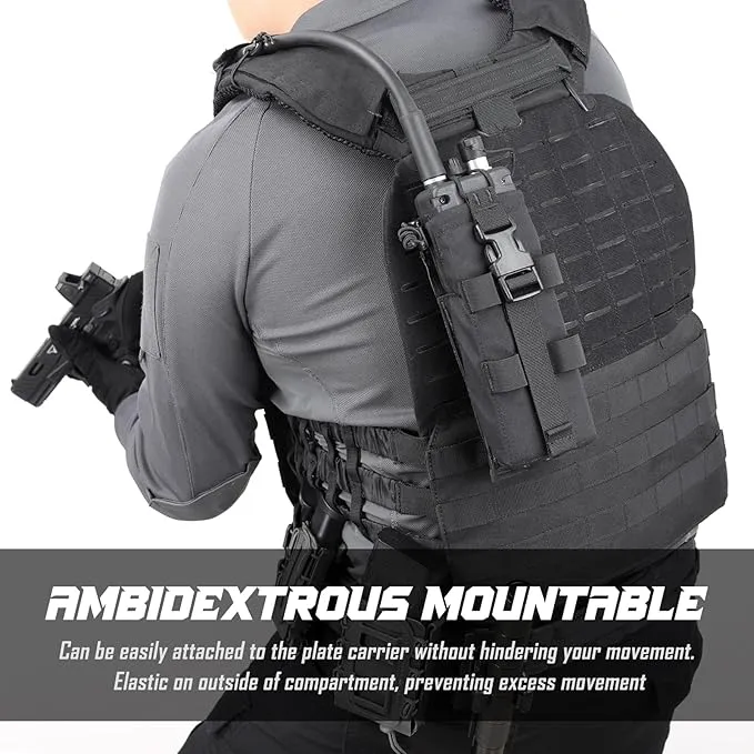 Tactical Radio Holster, Molle Radio Pouch Radio Holder of Single-Handed Operation for Duty Belt Vest Compatible with PRC 152/148 Mainstream Military Intercom Models