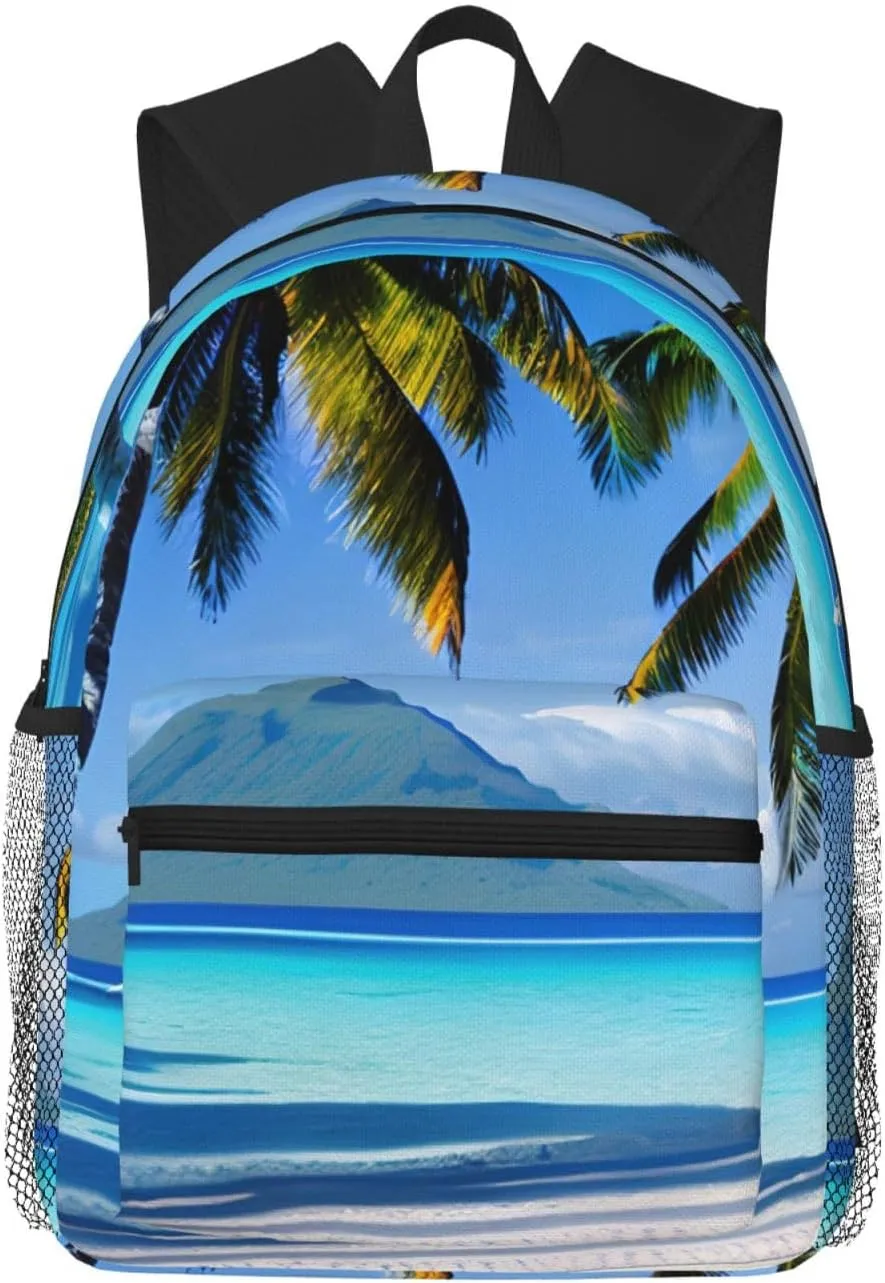 Tahiti Beaches Backpack Cute Print Bookbag Women Travel Casual Water-resistant Backpack Travel Bag bags