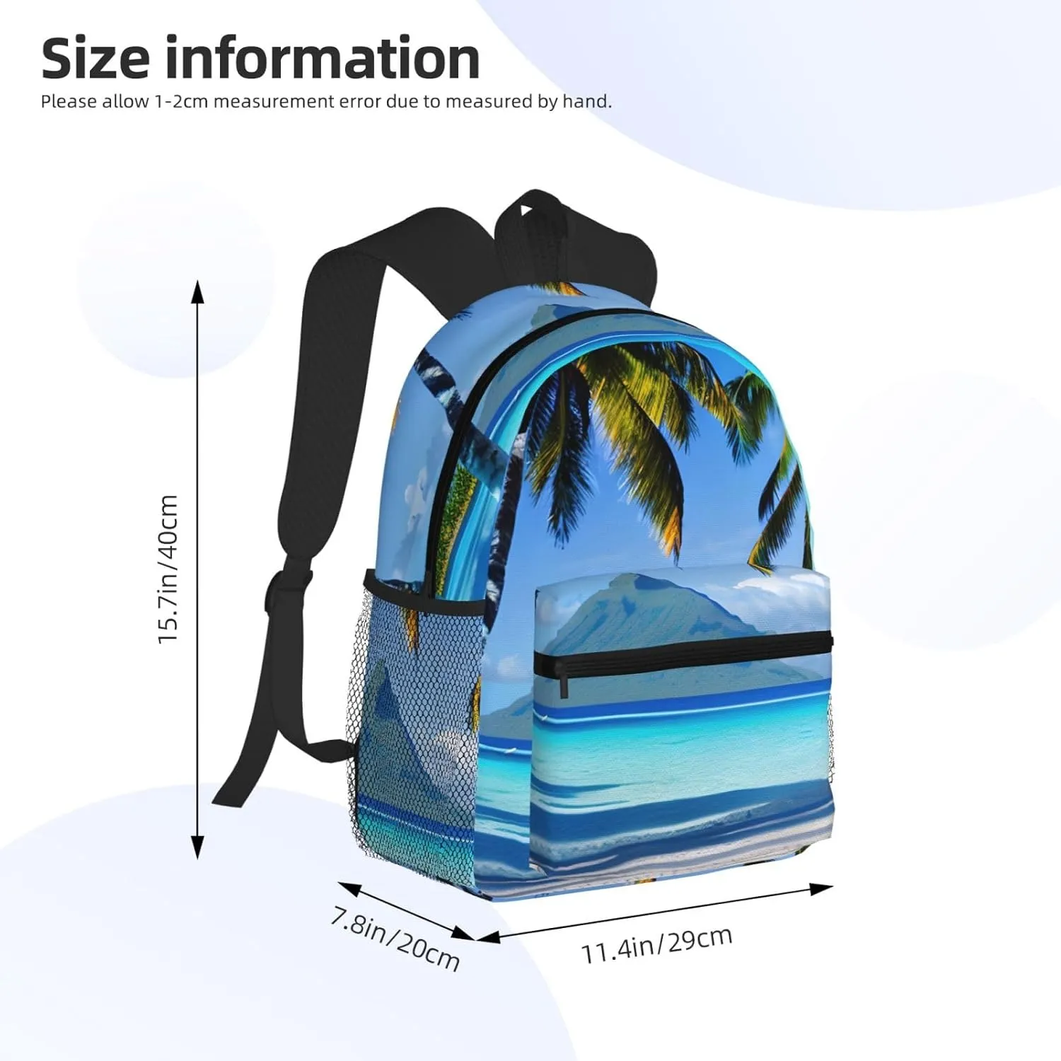 Tahiti Beaches Backpack Cute Print Bookbag Women Travel Casual Water-resistant Backpack Travel Bag bags