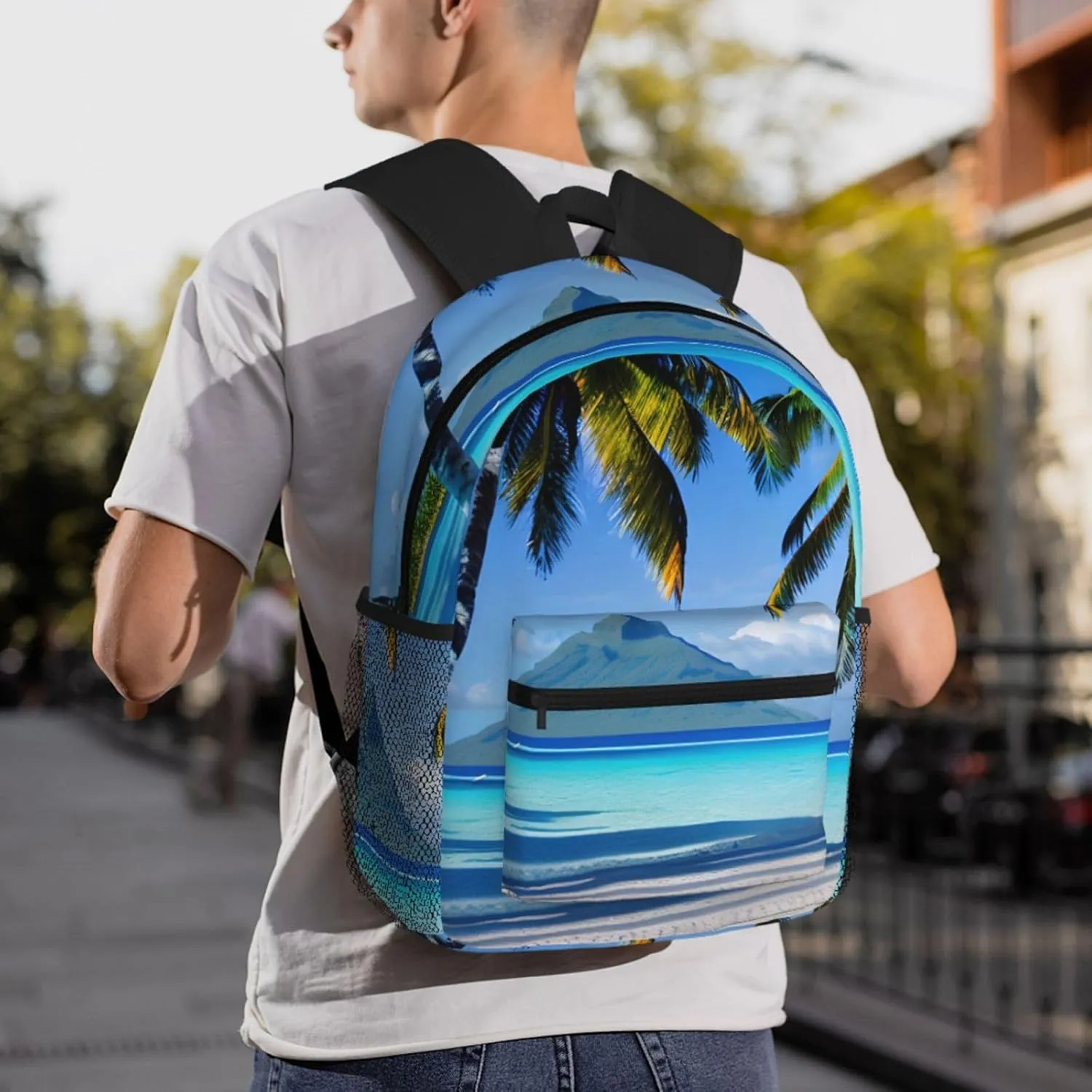 Tahiti Beaches Backpack Cute Print Bookbag Women Travel Casual Water-resistant Backpack Travel Bag bags