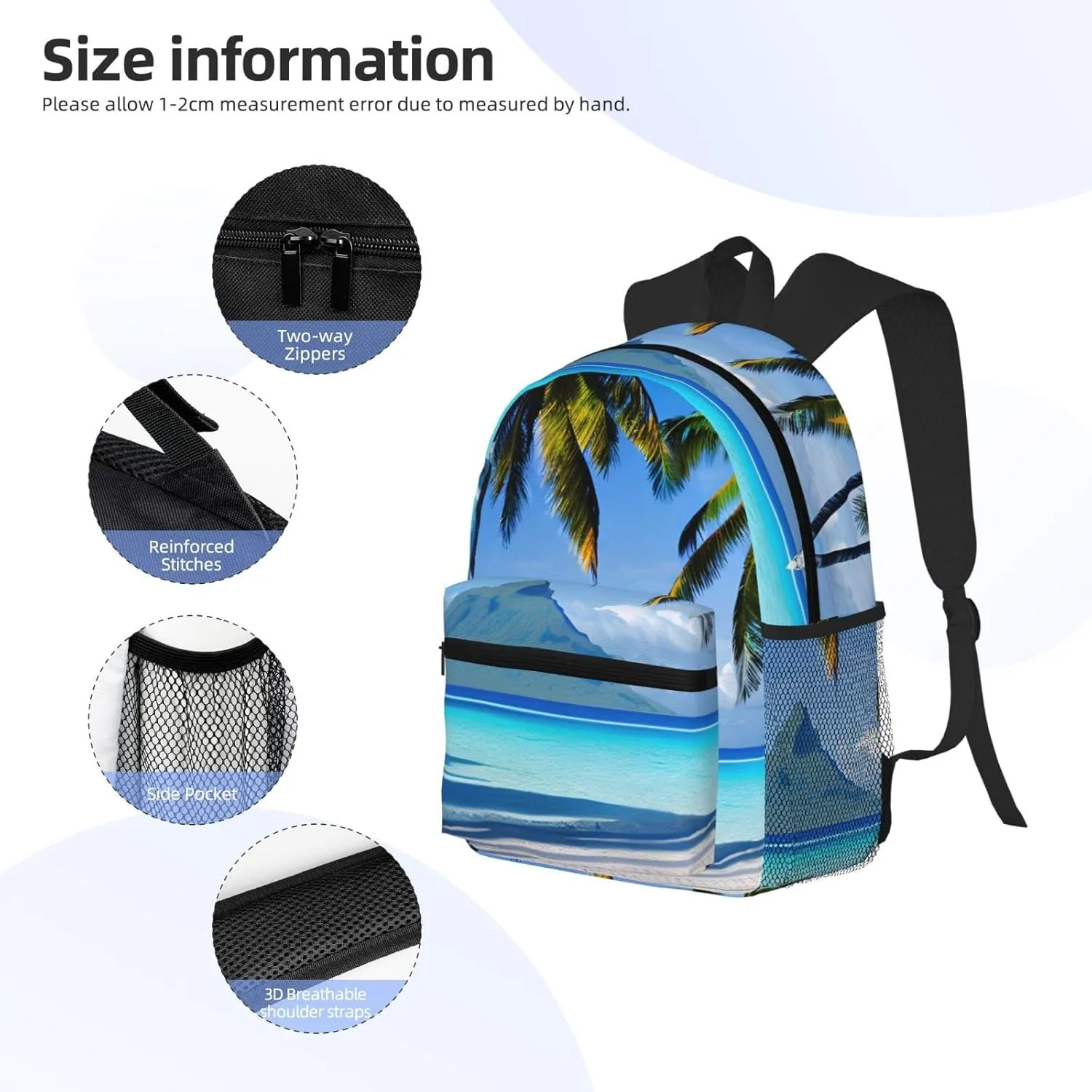 Tahiti Beaches Backpack Cute Print Bookbag Women Travel Casual Water-resistant Backpack Travel Bag bags