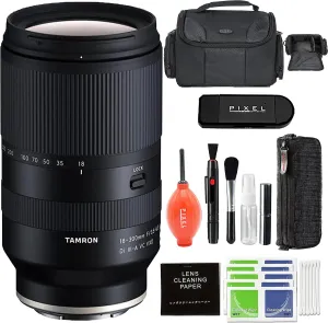 Tamron 18-300mm f/3.5-6.3 Di III-A VC VXD Lens for Sony E with Advance Accessory and Travel Bundle (Tamron 6 Year USA Warranty) | 18-300mm Lens