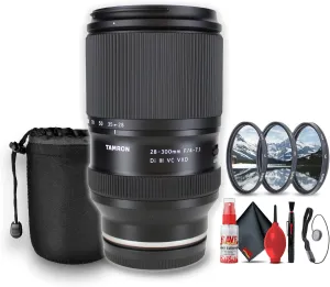 Tamron 28-300mm f/4-7.1 Di III VC VXD Lens for Sony E (A074) Bundle Including: Filter Kit, Lens Pouch, Cleaning Kit, Lens Cap Keeper