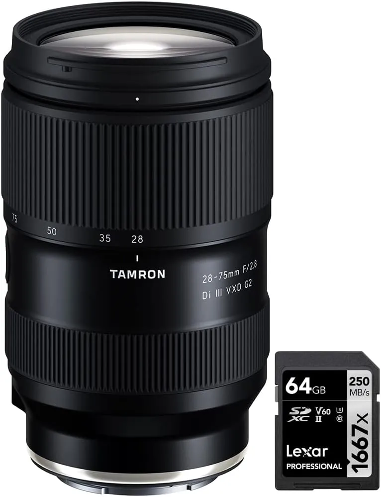 Tamron AFA063S-700 28-75mm F2.8 Di III VXD G2 Lens for Sony E-Mount Full-Frame Mirrorless A063 Bundle with Lexar Professional SDHC/SDXC 1667x UHS-II 64GB Memory Card