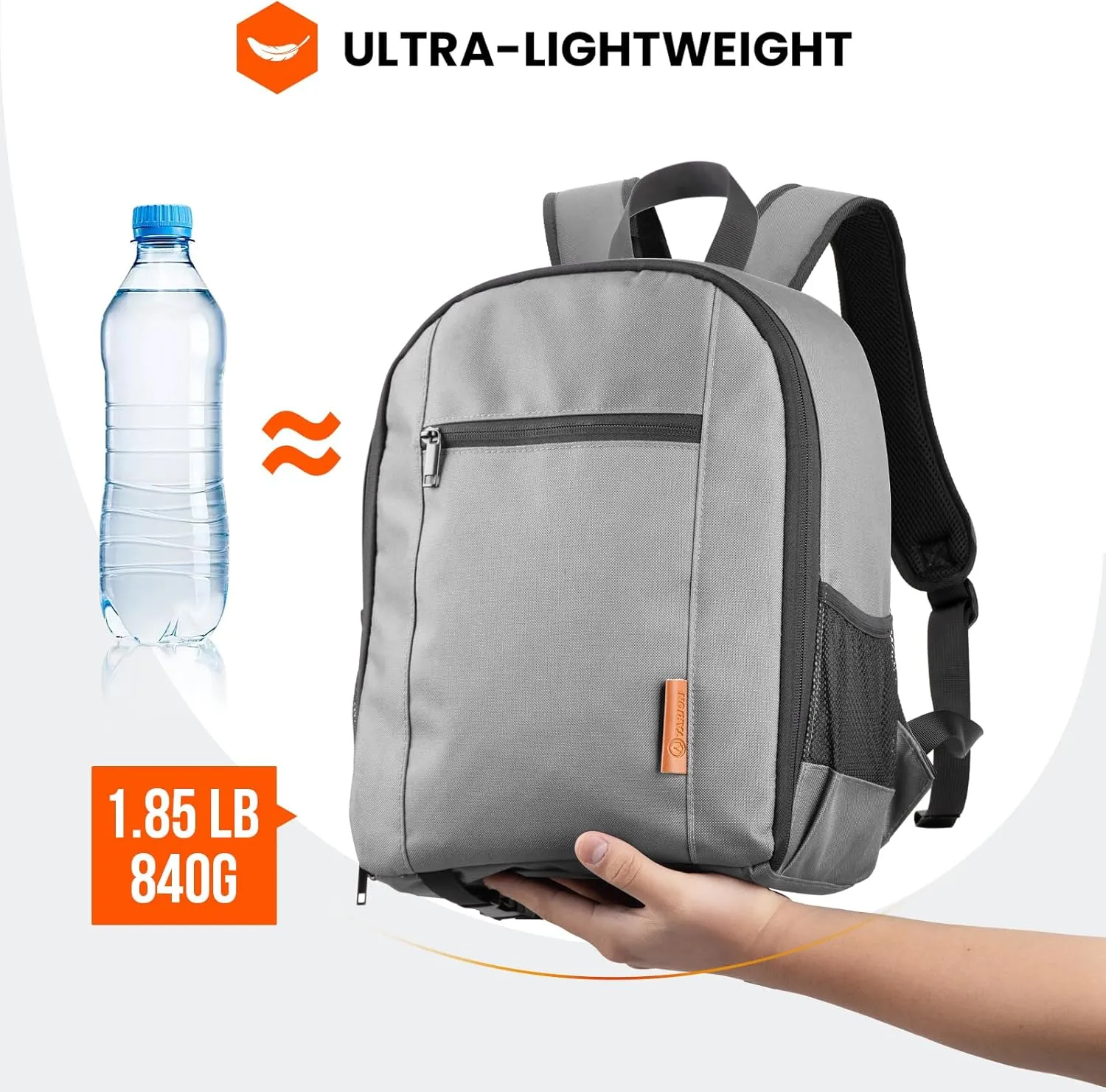 TARION Professional Camera Backpack Case with Laptop Compartment Waterproof Rain Cover for DSLR SLR Mirrorless Camera Lens Tripod Photography Backpack for Women Men Grey TB-S