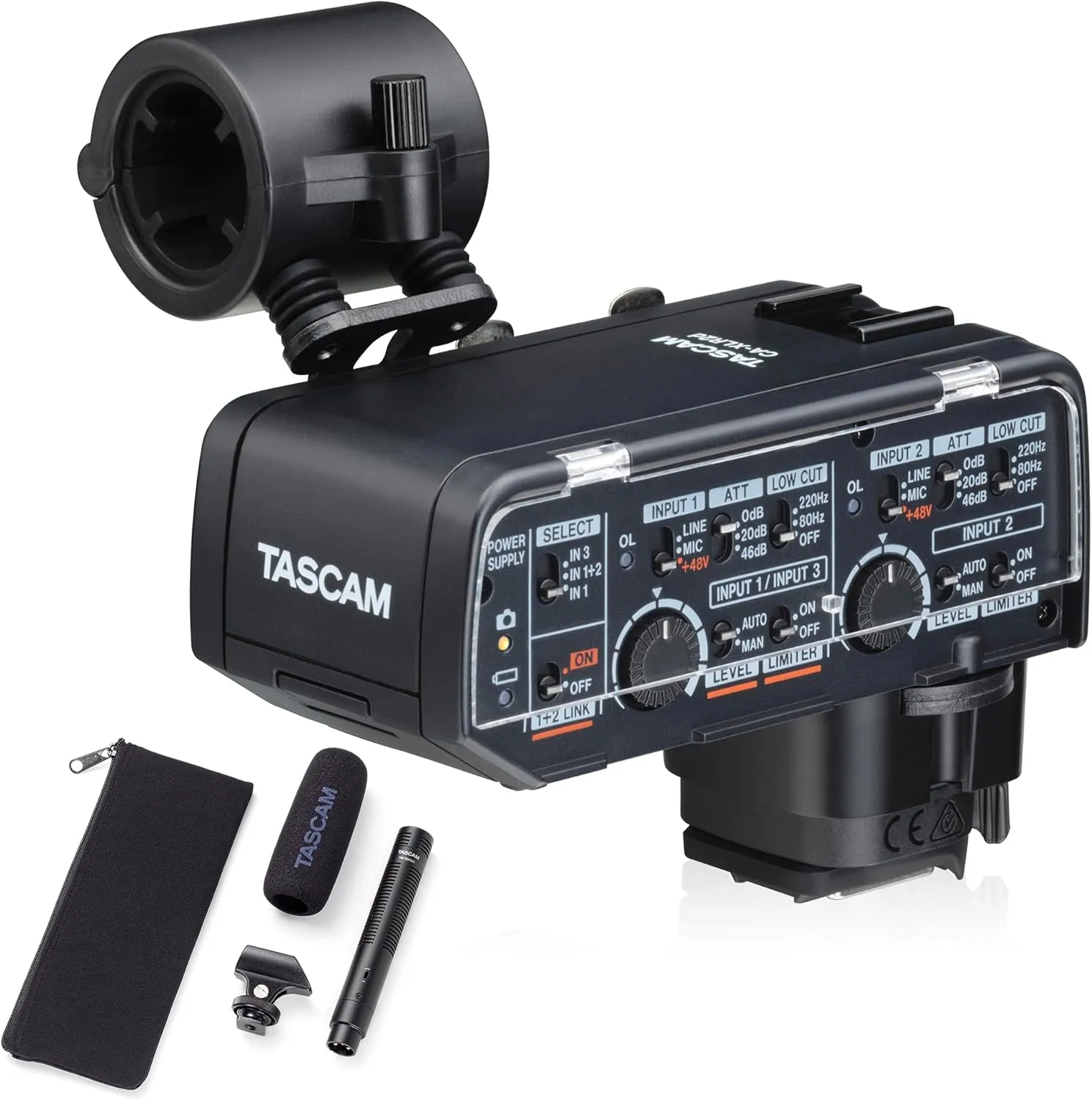 Tascam CA-XLR2d-C and Shotgun Microphone Bundle
