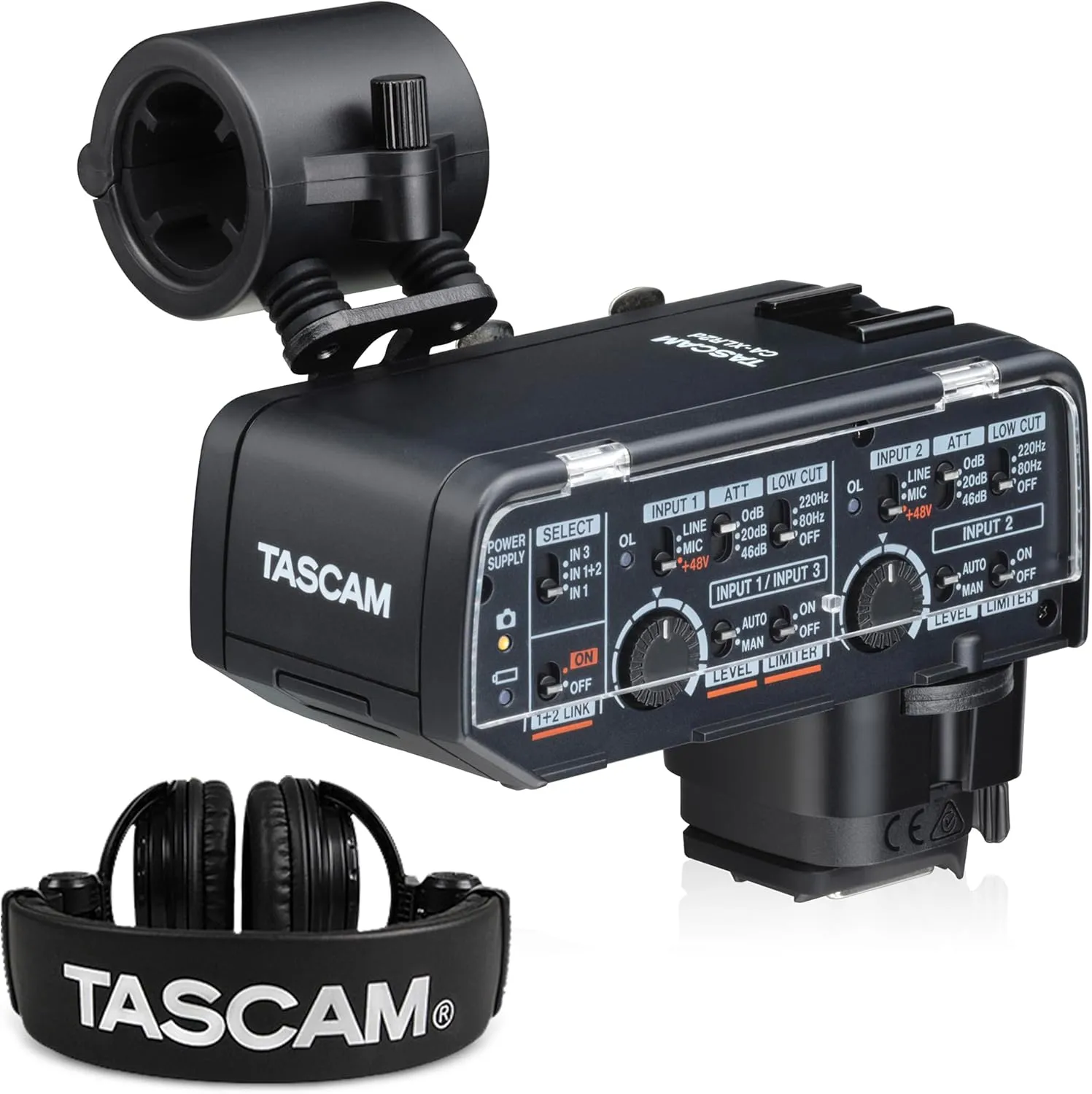 Tascam CA-XLR2d-C Canon Kit XLR Mic Adapter and Studio Headphones