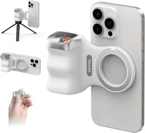 TELESIN Fun Shot Magnetic Phone Camera DSLR Style Shutter Grip for iPhone & Android with Detachable Wireless Shutter Button - MFI Certified - 1/4" Screw - Comfort Ergonomic Camera Grip Handle Holder