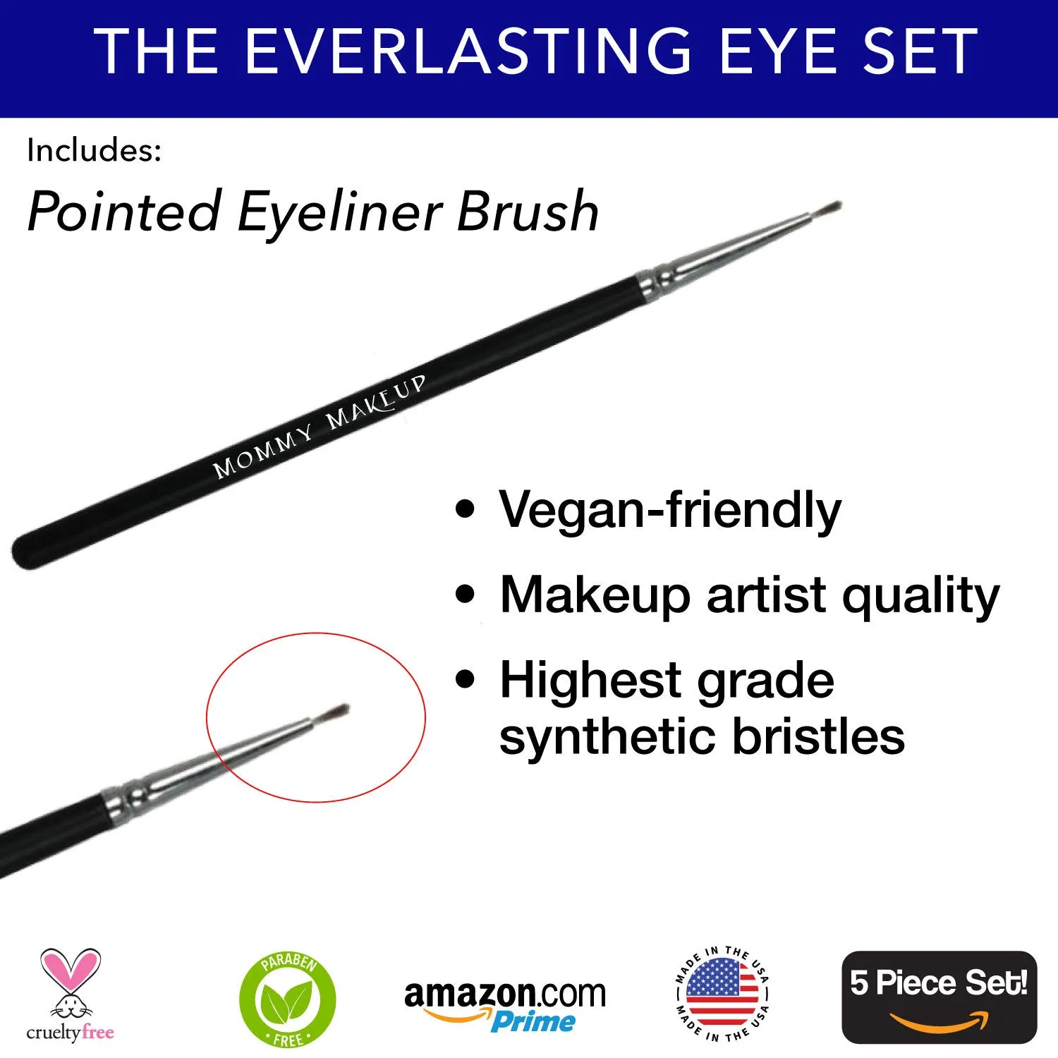 The Everlasting Eye 5 Piece Waterproof Makeup Set. Gel Eyeliner, Creme Eyeshadow, 2 brushes and Mesh Bag. Paraben-free, Talc-free, Cruelty-free. Cashmere/Chocolate Kiss 2502
