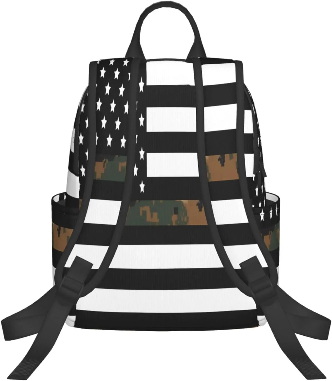 Thin Green Line Camo American Flag Casual Backpacks Laptop Backpack Outdoor Travel Rucksack Sport Carry-On Daypack Lightweight Bag with Multi-Pockets