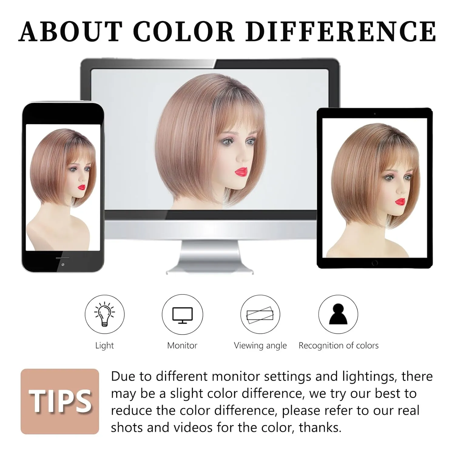 TISHINING Medium Length Bob Wig with Bangs for White Women Ombre Pink Brown Bob Wig with Dark Roots Layered Mix Brown Synthetic Hair Wig 12 Inch Natural Looking Daily Party Wig