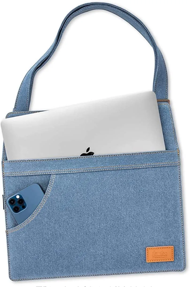 tomtoc Denim Shoulder Bag for 13-inch MacBook Air M4/A3240 2025, M3/A3113, M2/A2681 M1/A2337, MacBook Pro M2/A2686 M1/A2338, 13-inch iPad Air (M3/M2)/iPad Pro M4, Vintage Style Retro Blue Jeans Sleeve
