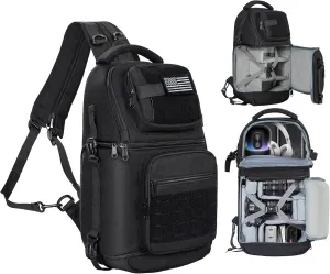 TORIBIO Camera Sling Bag,DSLR/SLR/Mirrorless Camera Bag with Tripod Holder & Removable Dividers,Small Crossbody Tactical Camera Bag Backpack for Canon/Nikon/Sony/Fuji/Gopro